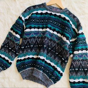 Vintage 80s 90s Concrete Mix Sweater 3D Knit Large